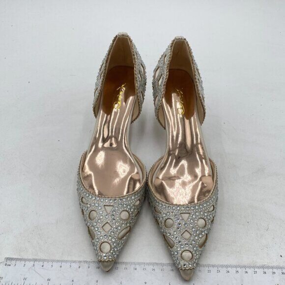XYD Elegant Cream Heels with Rhinestone Detailing - Picture 3 of 7